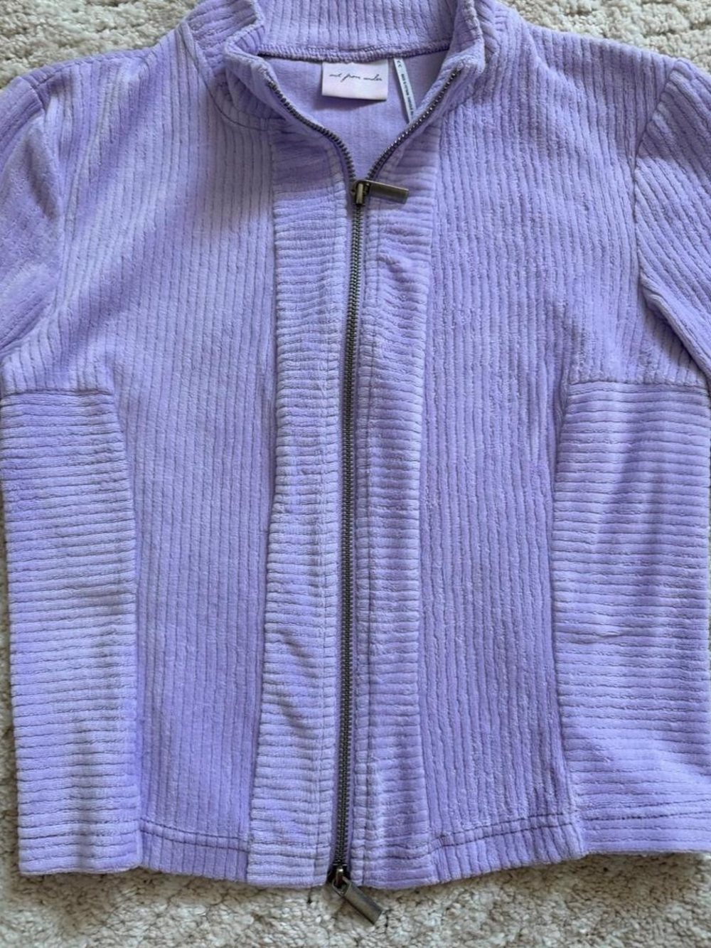Women’s Lavender Ribbed Zip-Front Jacket - Picture 4 of 5